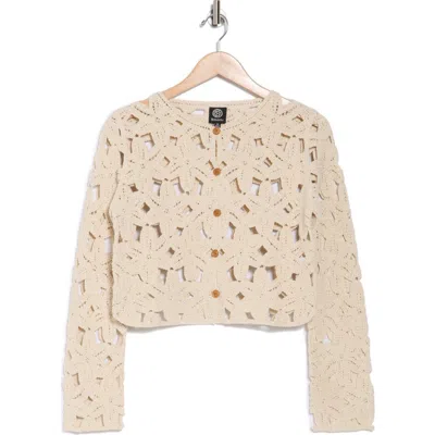 Bobeau Openwork Cardigan In Oatmeal