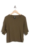 Bobeau Oversize Rib Knit Crop T-shirt
