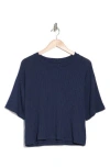 Bobeau Oversize Rib Knit Crop T-shirt In Blue