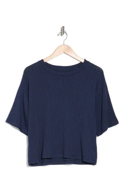 Bobeau Oversize Rib Knit Crop T-shirt