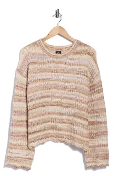 Bobeau Oversize Space Dye Stripe Sweater In Neutral