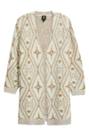 Bobeau Pattern Eyelash Cardigan In Neutral