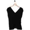 Bobeau Pleated Cap Sleeve Top In Black