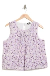 Bobeau Pleated Sleeveless Top In Purple