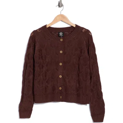 Bobeau Pointelle Cardigan In Burgundy