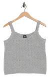 Bobeau Pointelle Crop Sweater Tank In Gray