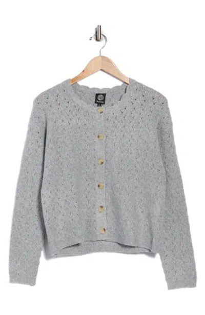 Bobeau Pointelle Stitch Cardigan In Gray