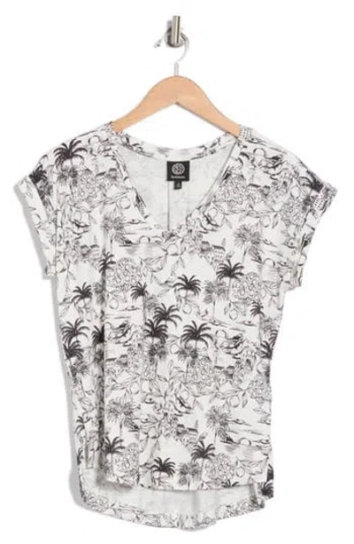Bobeau Print Butter Top In Grey/black Amalfi