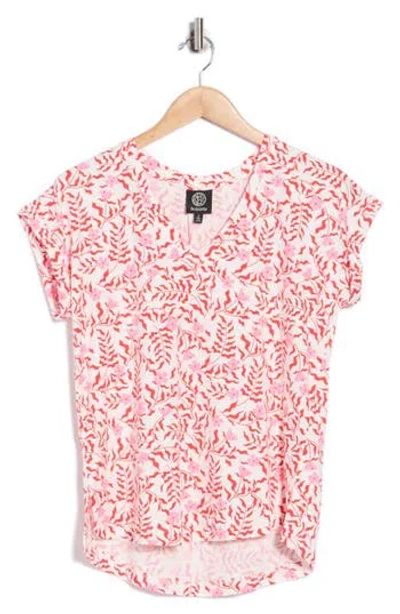 Bobeau Print Butter Top In Red