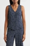 Bobeau Print Button-up Vest In Blue