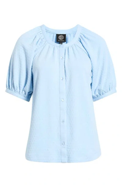 Bobeau Puff Sleeve Top In Blue