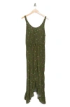 Bobeau Ruffle Asymmetric Slipdress In Green