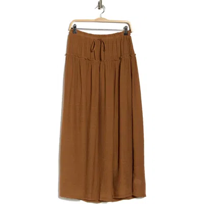 Bobeau Ruffle Edge Maxi Skirt In Brown