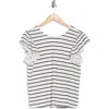 Bobeau Ruffle Sleeve Top In White