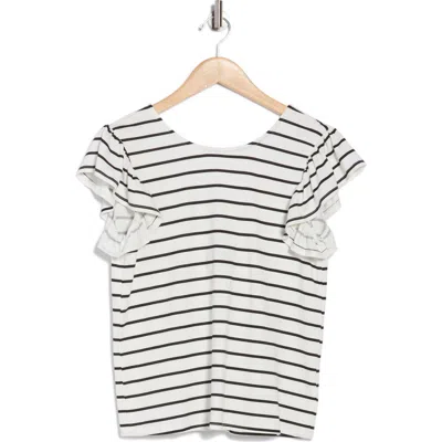 Bobeau Ruffle Sleeve Top In White