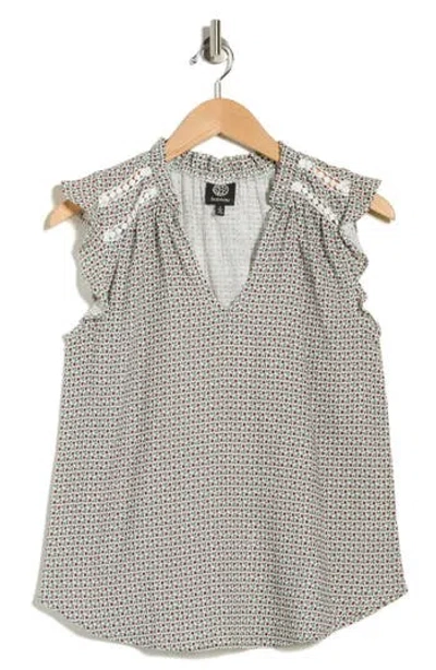 Bobeau Ruffle Sleeveless Cotton Top