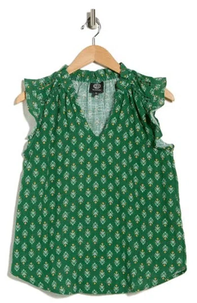 Bobeau Ruffle Sleeveless Cotton Top