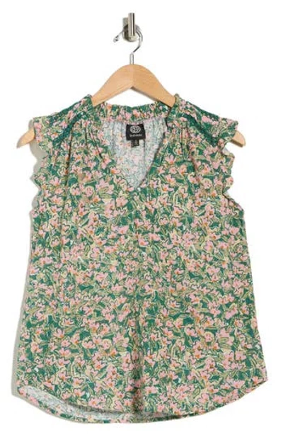 Bobeau Ruffle Sleeveless Cotton Top