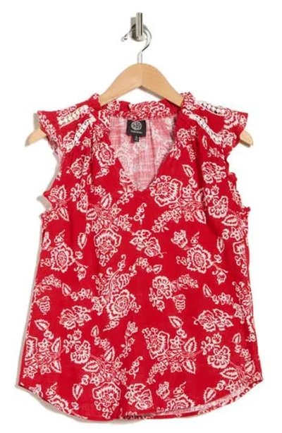 Bobeau Ruffle Sleeveless Cotton Top