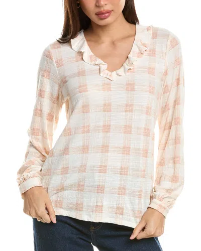 Bobeau Ruffle Top In White