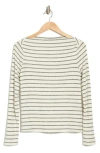 Bobeau Sammi Ribbed Long Sleeve High Neck Top In Ivory/black