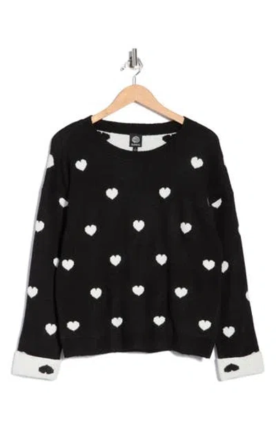 Bobeau Scattered Heart Pullover Sweater In Multi
