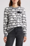 Bobeau Sheep Jacquard Sweater In Gray
