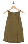 Bobeau Shirred Neck Halter Top In Green