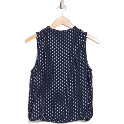 Bobeau Shirred Shoulder Shell In Blue