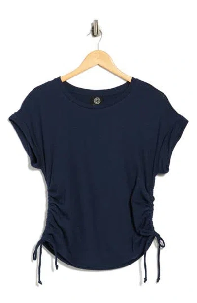 Bobeau Shirred Side Tie T-shirt In Blue