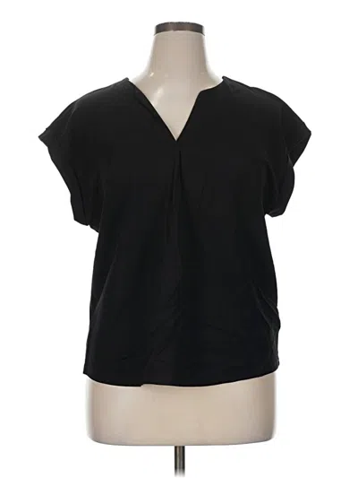 Pre-owned Bobeau Short Sleeve Blouse In Black