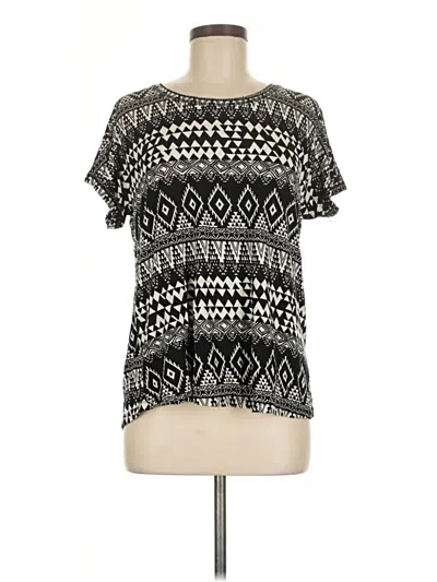Pre-owned Bobeau Short Sleeve Blouse In Black