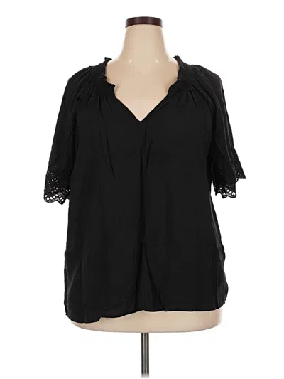 Pre-owned Bobeau Short Sleeve Blouse In Black