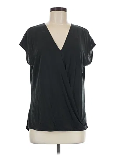 Pre-owned Bobeau Short Sleeve Blouse In Black