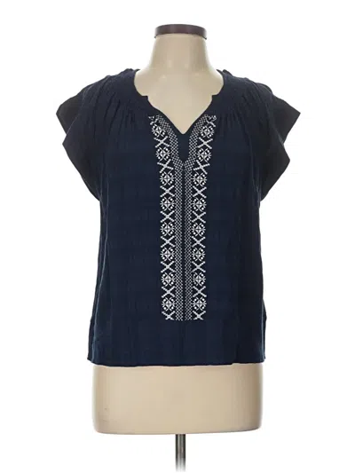 Pre-owned Bobeau Short Sleeve Blouse In Blue