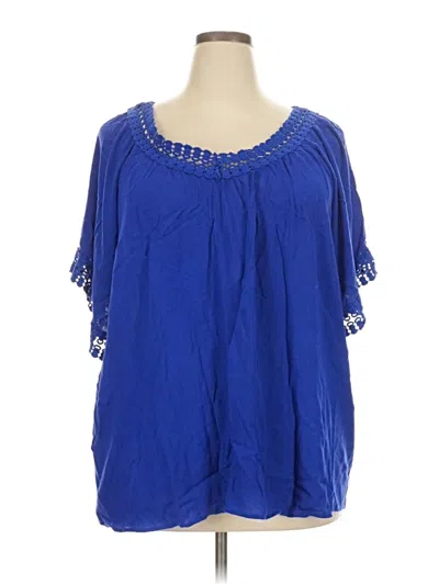 Pre-owned Bobeau Short Sleeve Blouse In Blue