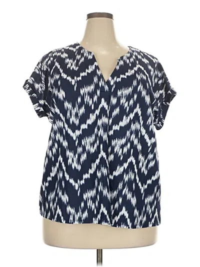 Pre-owned Bobeau Short Sleeve Blouse In Blue