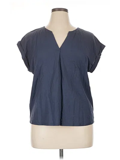 Pre-owned Bobeau Short Sleeve Blouse In Blue