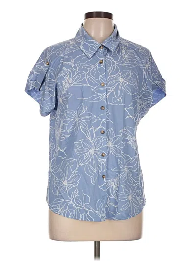 Pre-owned Bobeau Short Sleeve Blouse In Blue