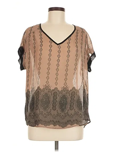 Pre-owned Bobeau Short Sleeve Blouse In Brown