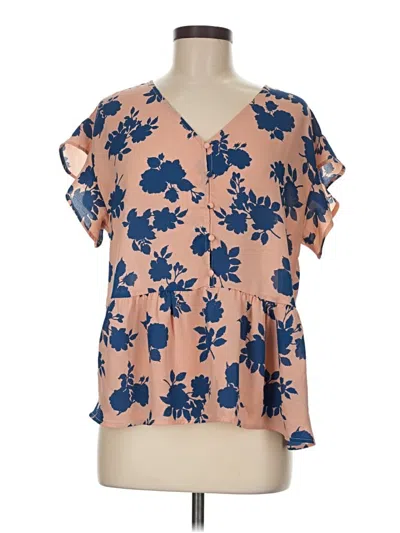 Pre-owned Bobeau Short Sleeve Blouse In Brown