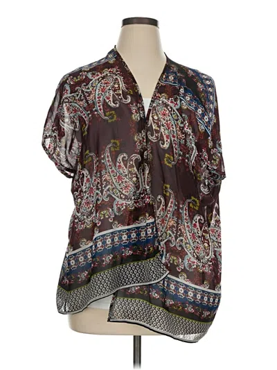 Pre-owned Bobeau Short Sleeve Blouse In Brown