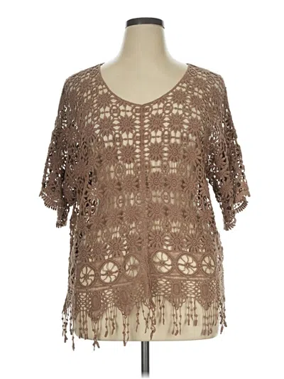 Pre-owned Bobeau Short Sleeve Blouse In Brown