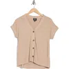 Bobeau Short Sleeve Button-up Top