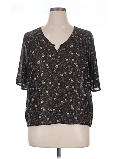 Pre-owned Bobeau Short Sleeve Henley Shirt In Black