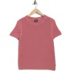 Bobeau Short Sleeve Open Knit Sweater In Pink