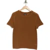 Bobeau Short Sleeve Open Knit Sweater In Brown