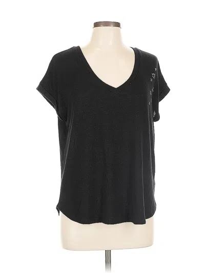 Pre-owned Bobeau Short Sleeve Top Black V Neck Tops