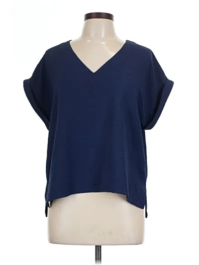 Pre-owned Bobeau Short Sleeve Top Blue V Neck Tops