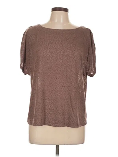 Pre-owned Bobeau Short Sleeve Top Brown Boatneck Tops